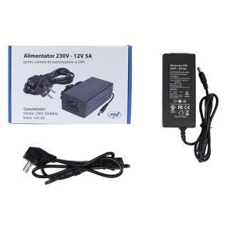 PNI 230V - 12V 5A 60 watt power supply for surveillance cameras and DVR