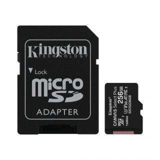 Kingston Canvas Select | Flash memory card | 256GB | microSDXC UHS-I Memory Card | Speed Class A1 / Video Class V30 / UHS Class 3 / Class10